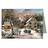 Currier and Ives Christmas American Homestead, Winter 8-Greeting Cards in a Boxed Set