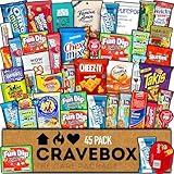 CRAVEBOX Snack Box (45 Count) Father's Day Variety Pack Gift Care Package Basket Adult Kid Guy Girl Women Men Birthday College Student Office Back to School