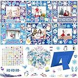 Qyeahkj 506pcs Winter Foam Arts Craft Picture Frame Kit for Kids, 18 Sets Felt Picture Frame with Easel for Winter Snowman Snowflake DIY Party Game Activities Favors Decors Supplies