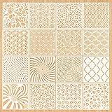 16-Pack Geometric Stencils 6 x 6 Inch Painting Templates for Scrapbooking Cookie Tile Furniture Wall Floor Decor Craft Drawing Tracing DIY Art Supplies