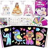 Foil Art Kit for Girls - Foil Art Princesses DIY Coloring Paper Toy, No Mess Art Craft Activity for Kids, Creative Travel Toys, Christmas Birthday Gifts for Ages 3 4 5 6-8 Year Old Girls Toys