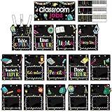 Pajean 75 Pieces Classroom Jobs Bulletin Board Decorations Chalkboard Brights Pocket Chart Set Back to School Supplies Classroom Job Chart Set Colorful Class Decoration