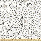 Ambesonne Abstract Fabric by The Yard, Geometric Composition with Circles of Different Sizes and Flower Arrangement, Decorative Fabric for Upholstery and Home Accents, 1 Yard, Beige Taupe