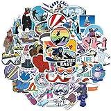 Winter Skiing Stickers Pack 50Pcs Colorful Waterproof Ski Cartoon Stickers for Flask, Laptop, Water Bottle, Cute Aesthetic Vinyl Doodle Decals (Winter Skiing)