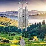 FSVGYY Wind-Chimes-Outdoor-Deep-Tone, Large Soothing Melodic Tones Windchimes, Wind Chimes for Outside, Memorial Wind Chimes Best Gift for Mom Women Grandma Neighbors(32" Silver Coated Aluminum)