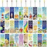 30 Pieces Christian Bookmarks for Kids Bible Verse Bookmarks with Cross Pendants Scripture Inspirational Quotes School Gifts Church Supplies for Kids Teens Adult Teachers