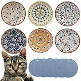 Cat Food Bowls Whisker Fatigue Cat Bowl 5.5 Inches Ceramic Cat Bowl Set of 6 Small Cat Dishes for Indoor Cats Shallow Cat Plates for Wet Food Cute Kitten Bowls Whisker Friendly