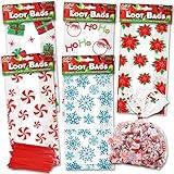 Gift Boutique Christmas Gift Bags for Holiday Gifts - Cellophane Goodie Treat and Party Favor Bag with Twist Ties (150 Pack)