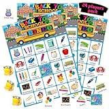 Liliful 35 Pieces Back to School Bingo 24 Players First Day of School Bingo Cards Classroom Party Games for Boys Girls Adults Family Classroom Activities Birthday Party Favors