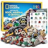 NATIONAL GEOGRAPHIC Rock Collection Box for Kids – 300+ Piece Gemstones and Crystals Set Includes Geodes and Real Crystals, Rocks and Minerals, Science Kit for Kids, A Geology Gift for Boys and Girls