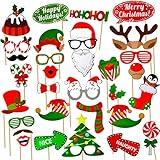 32pcs Christmas Photo Booth Props Party Decorations for Girls Kids Selfie Props Party Favors