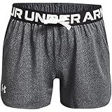 Under Armour Girls Play Up Solid Shorts , Pitch Gray Light Heather (012)/Metallic Silver , Youth Medium