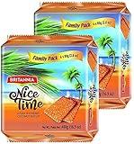 Britannia Nice Time 16.9oz (480g) - Delicious Coconut Biscuit Crunchy - Kids Favorite Breakfast & Tea Time Snacks (Pack of 2)