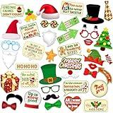 Christmas Photo Booth Props – 42 Christmas Signs and Props for Picture Photoshoot, Funny Christmas Photo Props Signs, Holiday Photo Props - Fun Xmas Selfie Photobooth Props for Adults and Kids