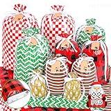 Christmas Gift Bags, 22pcs Christmas Bags for Gifts, Drawstring Christmas Gift Bags Assorted Sizes-Large, Medium, Small, Christmas Wrapping Paper Reusable Plastic Christmas Bags Bulk, Holiday Gift Bag