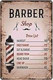 VelfDuel Barbershop Price List Retro Design Tin Metal Signs Wall Art Thick Tinplate Print Poster Wall Decoration for Barber Shop Metal Tin Sign Vintage Plaque Kitchen Home Decor 8x12 Inch