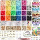 YMSDZHL 6000+PCS Clay Beads Bracelet Making Kit,24 Color DIY Flat Preppy Beads for Friendship Jewelry Making,Polymer Heishi Beads with Charms Gifts for Teen Girls Crafts for Ages 4-12