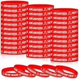 Ecation Heart Health Awareness Silicone Wristband Bracelets with Ribbon Red Ribbon Awareness Bracelets Heart Cancer Awareness Wristband for Men Women Patient Family Charity Events Gifts(300 Pcs)