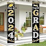 Graduation Decorations 2024 GRAD Banner Black Graduation Party Decorations 2024 Porch Door Welcome Banners For Class School