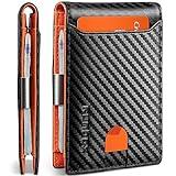 RUNBOX Slim Wallets for Men - Leather Money Clip Mens Wallet - RFID Blocking Front Pocket Bifold Wallet - Thin Credit Card Holder with Gift Box