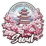 Seoul South Korea Sticker 4 Inch City Travel Souvenir Destination - Waterproof Vinyl Decal for Laptop Water Bottle Car Tumbler - Durable Aesthetic Long-Lasting Stickers for Adults ID44990