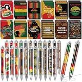 Eersida 48 Pcs Black History Month Mini Notepad and Pen Set, Black History Month Journals African American Ballpoint Pen Pocket Notepad Bulk Black History Month Gifts Party Supplies, 12 Styles