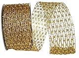 Reliant Ribbon 92167W-035-40F Flex Net Stretch Metallic Wired Edge Ribbon, 2-1/2 Inch X 10 Yards, Gold