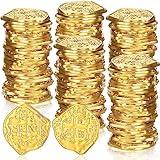 Hanaive 50 Pcs Metal Pirate Coins Spanish Doubloon Replicas Pirate Treasure Metal Tokens Fake Play Coins for Kids Board Games Pirate Party Cosplay (Gold)