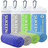 Sukeen [4 Pack] Cooling Towel (40"x12"), Ice Microfiber Chilly Towel for Yoga, Sport, Running, Gym, Workout, Camping, Fitness & More Activities