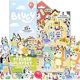 Horizon Group USA Bluey Sticker Playset, 2 Sticker Play Scenes, 35+ Reusable Puffy Bluey Repositionable Stickers for Kids, Perfect for Travel, Screen-Free Fun