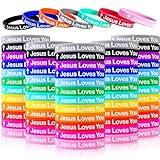 SlocciPro 36pcs Jesus Loves You Silicone Wristbands Rubber Bracelets Colorful Jesus Loves You Silicone Bracelet Christian Rubber Wristbands for kids Novelty Jewelry Party Favors