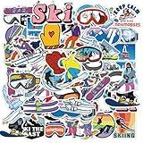 Skiing Stickers | 50 Pcs Winter Skiing Sports Waterproof Vinyl Stickers for Helmet Snowboard Water Bottles Bicycle Laptop Refrigerator Luggage Computer Mobile Phone Bike Decals