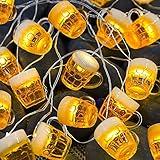 3D Beer Mug String Lights St Patrick's Day Decor, 10ft 15 LED with Remote Control USB & Battery Powered for Bar Christmas Birthday Wedding Party Bedroom Dorm Wreath Summer Club Decorations