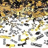 Gold and Black Graduation Confetti 2025, 1000 Pcs Grad Confetti Class of 2025 Party Table Centerpiece for 2025 Graduation Party Supplies