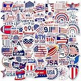 50pcs 4th of July Theme American Flag Stickers - USA Patriotic Star Sticker Independence Day Red White and Blue Star Waterproof Vinyl Stickers for Memorial Day Laptop Water Bottle Decorations