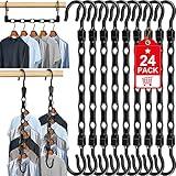 24 Pack Hangers Space Saving Magic Space Saver Storage Smart Plastic Clothes Hanger Organizer Closet Organizers and Storage for Closet Wardrobe Apartment College Dorm Room Essentials, Black