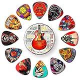 Guitar Picks 24 Pack Thin, Medium, Heavy & Extra Heavy Picks with Tin Box,Variety Pack Artistic Celluloid Guitar Pick for Bass Electric Guitar Acoustic Guitar Lovers Gift (Mix-1)