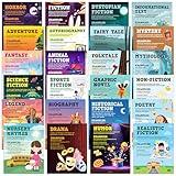 Decorably Genre Posters for Classroom - 24 Library Posters, 11x14in Library Decorations for School, Reading Posters for Classroom, Library Decor, English Classroom Posters, School Library Decor