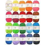 20 Acrylic Yarn Skeins - 438 Yards Multicolored Yarn in Total – Great Crochet and Knitting Starter Kit for Colorful Craft – Assorted Colors