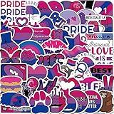 Bisexual Pride Stickers,LGBT Bi Pride Vinyl Stickers,Perfect for Water Bottle Laptop Scrapbooking Decals Bisexual Pride Gift(50 Pack)