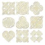 OLYCRAFT 1.6x1.6 Inch Religion Theme Celtic Knot Pattern Self-Adhesive Gold Metal Stickers for Scrapbooks, DIY Resin Crafts, Phone & Water Bottle Decoration (9pcs)