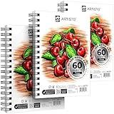 ARTISTO Premium Mixed Media Sketchbooks: Pack of 3 (180 Sheets), 5.5x8.5 inches, 160 GSM, Spiral Bound Sketch Pads, Suitable for a Variety of Wet and Dry Media, Ideal for All Artists