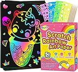 RMJOY Rainbow Scratch Paper Sets: 60pcs Magic Art Craft Scratch Off Papers Supplies Kits Pad for Age 3-12 Kids Girl Boy Teen Toy Game Gift for Birthday|Christmas|Halloween|DIY Activities|Painting