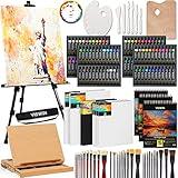 VISWIN All-in-One Art Painting Set with Aluminum & Beech Wood Easel, 96 Acrylic, Watercolor & Oil Paint Set, Canvases, Painting Kit with Complete Art Supplies for Adult, Student, Beginner, Artist