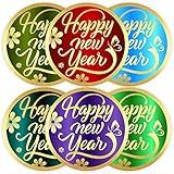 Happy New Year Stickers - (Pack of 120) 2" Large Round Gold Foil Stamping Labels for Cards Gift Envelope Seals Boxes