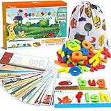 KMUYSL Learning Toys for 2 3 4 5 6 Years Old Boys and Girls - See & Spell CVC Word Builders with Alphabet Cards for Kids, Preschool Learning Activities Toys, Idea Birthday Gifts for Age 2-4 4-6 Kids