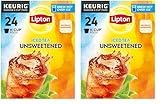 Lipton Iced Tea K-Cups, Unsweetened Black Tea, 24 Pods (Pack of 2)