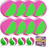 Outdoor Toys for Kids Ages 4-8, Toss Game Toys for 3 4 5 6 7 8 -12 Year Old Boys Girls, Outside Catch Ball Set for Pool, Beach, Yard - Toddlers Birthday Gifts Easter Basket Stuffers(8Pcs Pink Paddles)