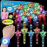 14 Pack LED Light Up Fidget Spinner Wristbands Party Favors for Kids 4-8 8-12, Glow in The Dark Party Supplies, Back to School Gift for Students, Return Gifts for Kids Birthday Halloween Classroom