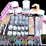 Acrylic Nail Kit for Beginners Nail Kit Set Professional Acrylic with Everything Acrylic Powder Glitter Decoration Powder Rhinestones False Tips Nails Kit Acrylic Set Full Nail Kit Gifts for Women